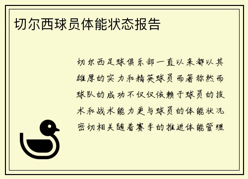 切尔西球员体能状态报告